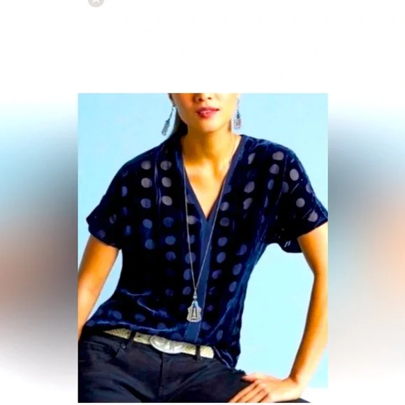 Cabi gorgeous velvet blue tunic size XL - Picture 2 of 8